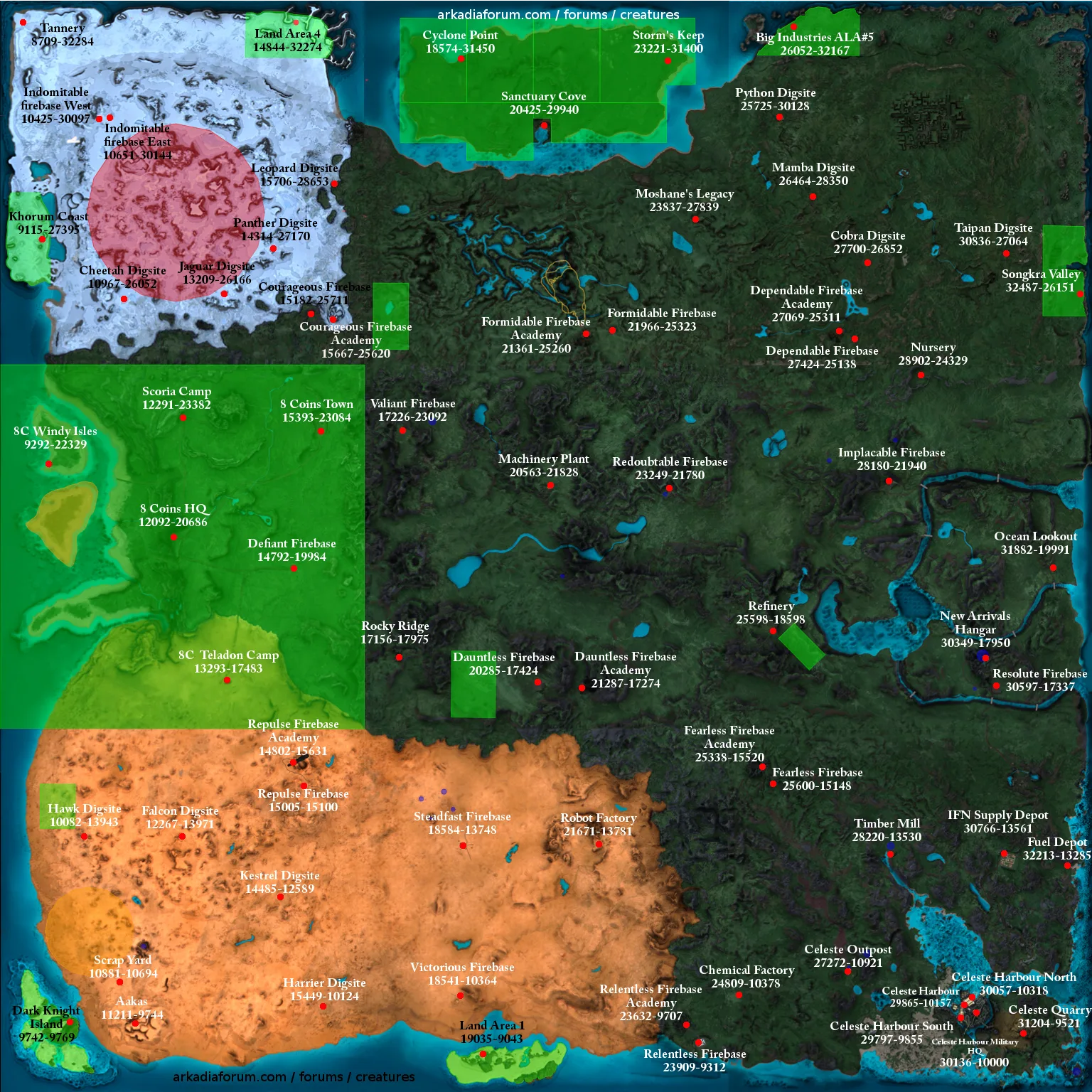 Detailed Map of Diverse Regions and Locations