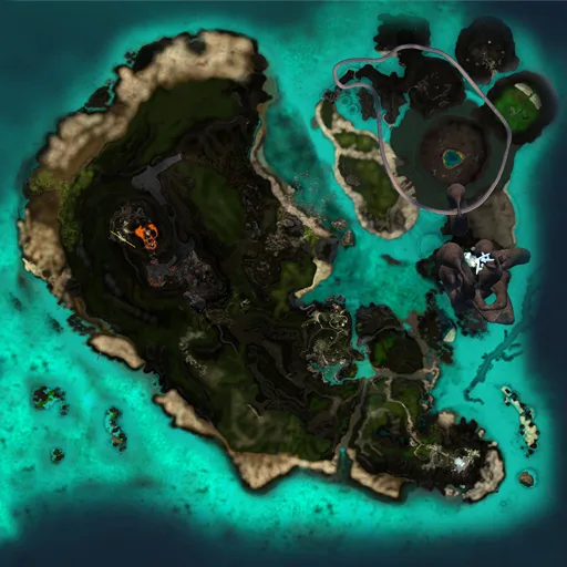 Coastal Landmass with Diverse Terrain Features