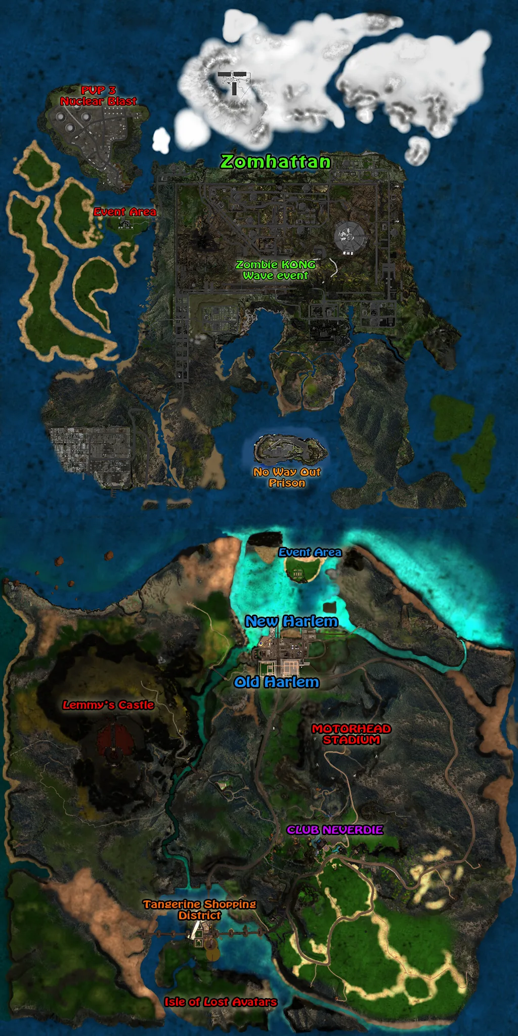 Zombattan and Surrounding Areas Map