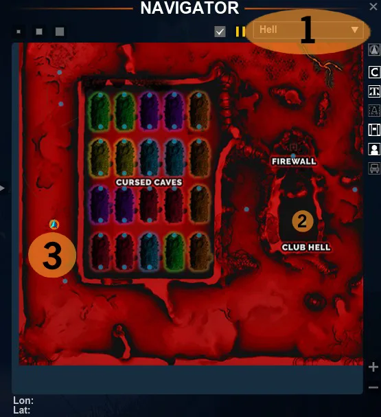 Map of Cursed Caves and Surroundings