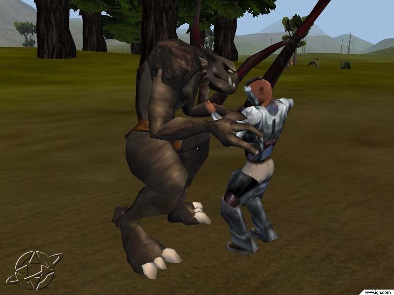 Avatar Engaged in Combat with Large Creature – Entropia Universe Encounter