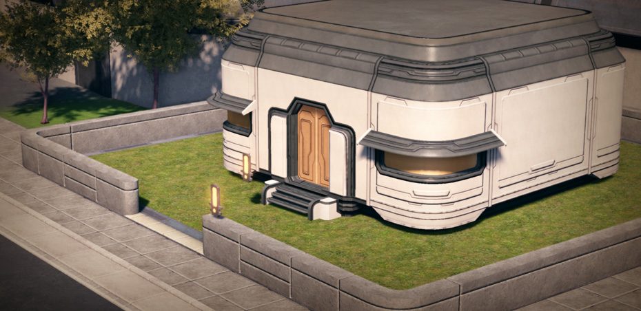Modern Structure with Landscaping – Entropia Universe Architecture