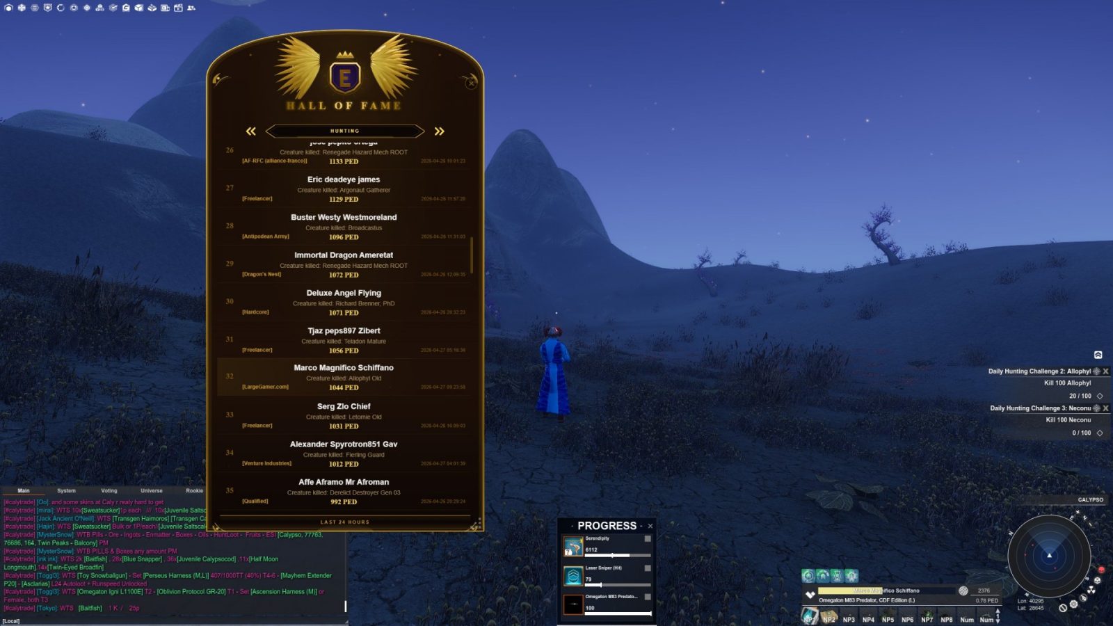 Hall of Fame Notification – Entropia Universe Achievements